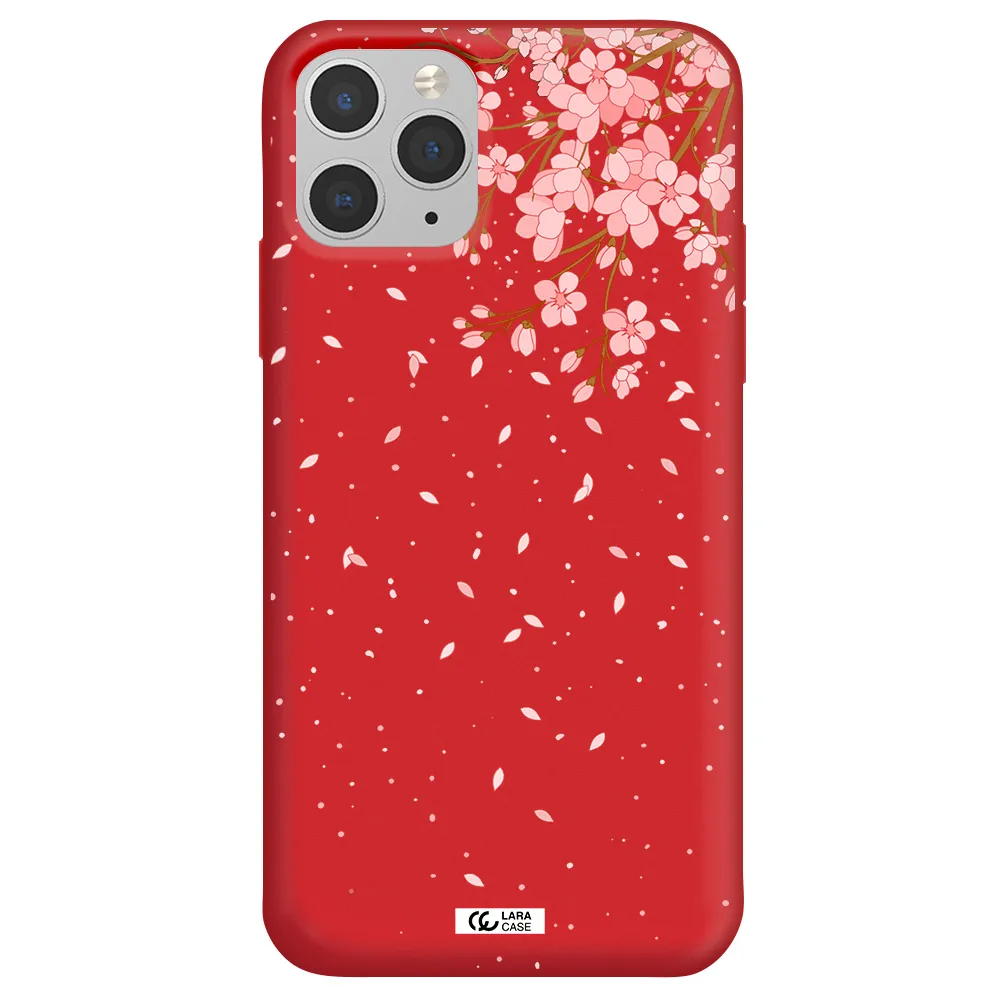 Sakura Fall Apple iPhone 11 pro Silicone Imperial Red Case