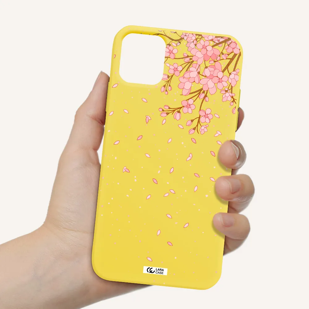 Sakura Fall Apple iPhone 11 Silicone canary yellow Case