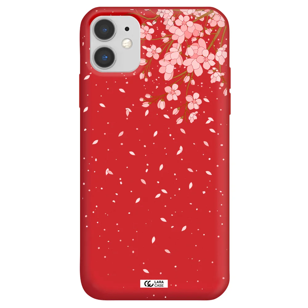 Sakura Fall Apple iPhone 11 Silicone Imperial Red Case