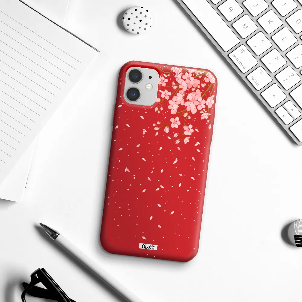 Sakura Fall Apple iPhone 11 Silicone Imperial Red Case
