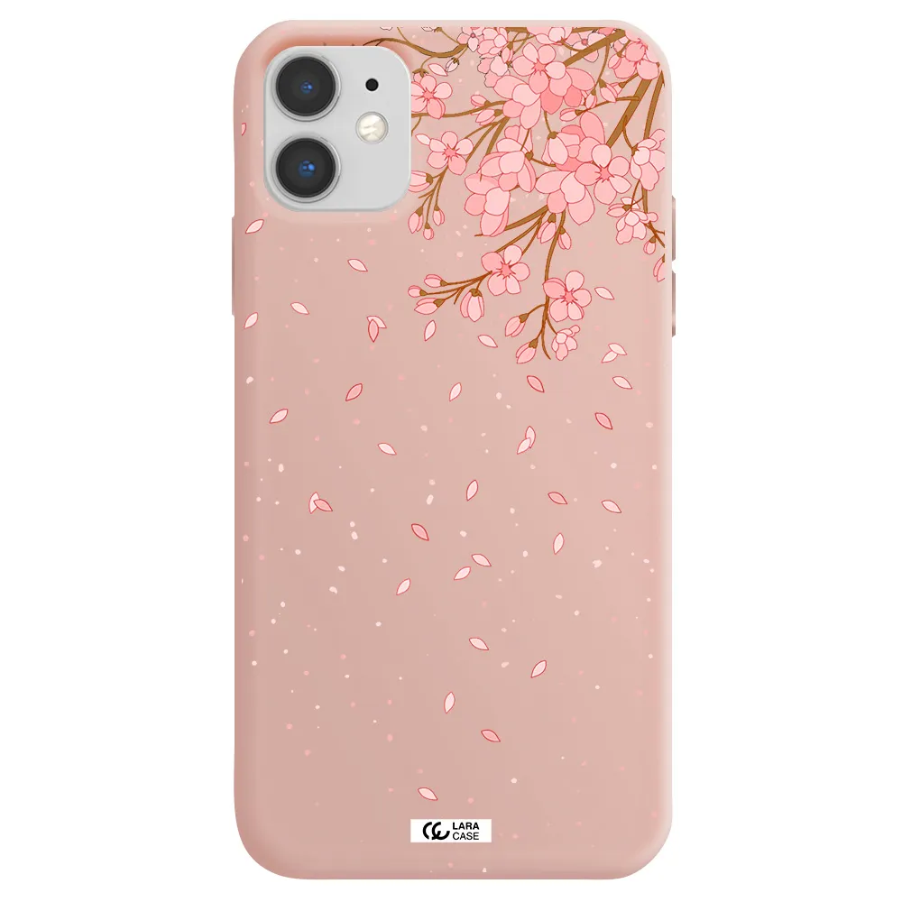 Sakura Fall Apple iPhone 11 Silicone pastel pink Case