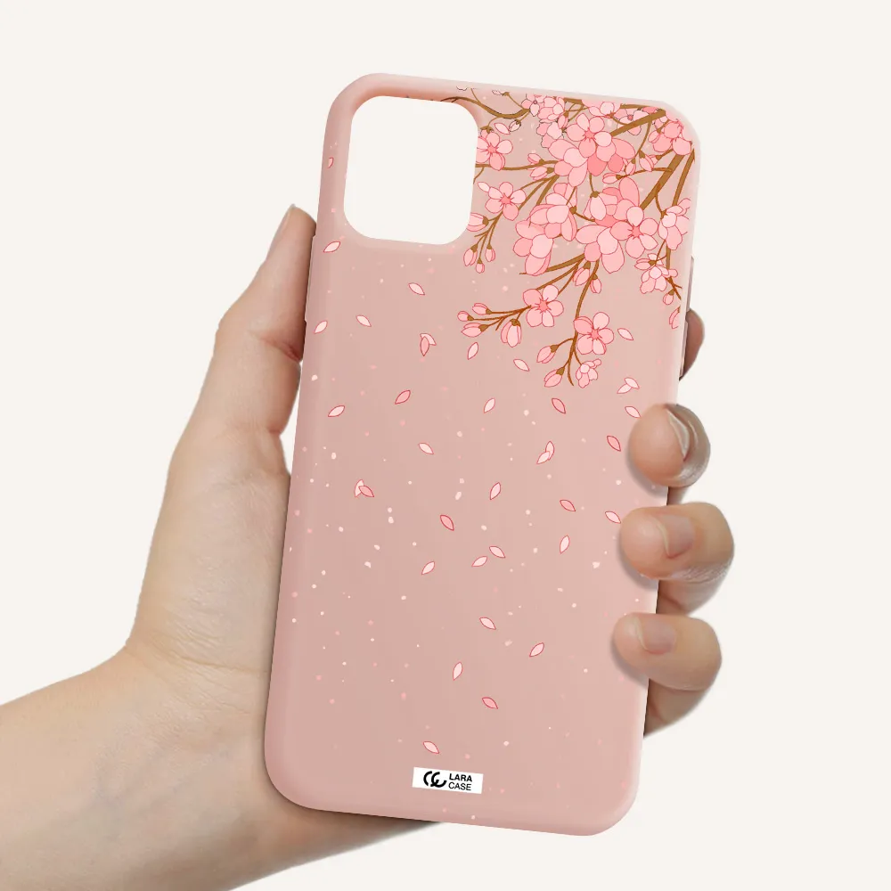Sakura Fall Apple iPhone 11 Silicone pastel pink Case