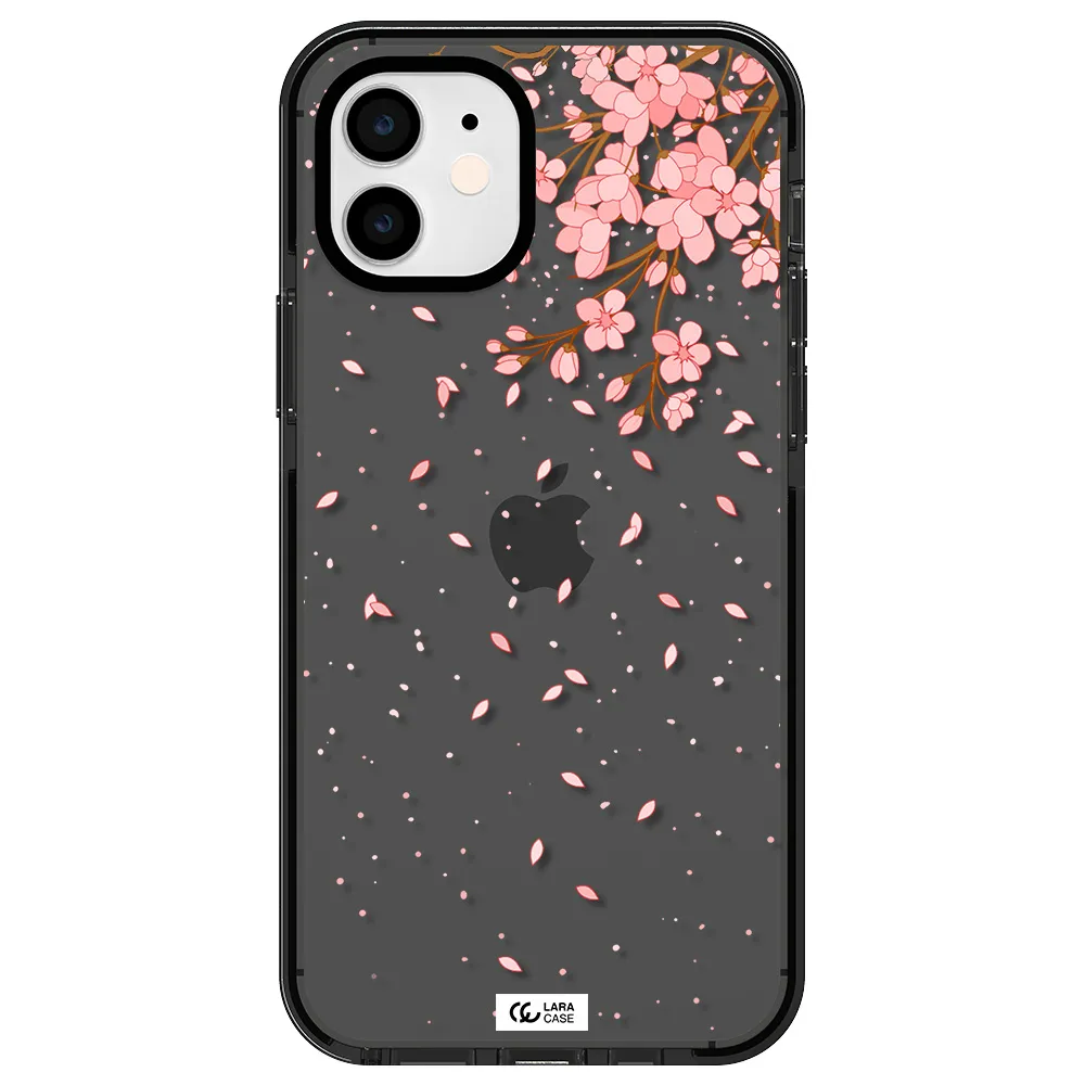 Sakura Fall Apple iPhone 12 impact Smoke Black Case