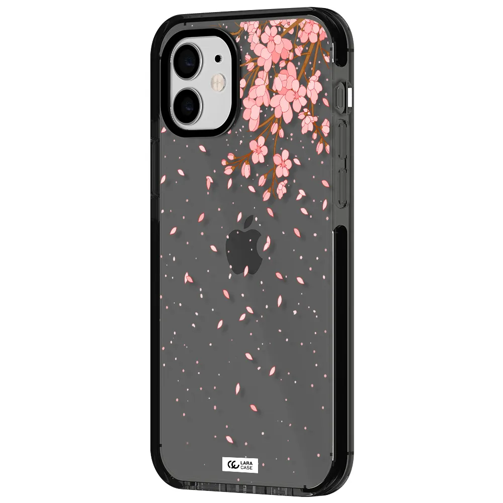 Sakura Fall Apple iPhone 12 impact Smoke Black Case