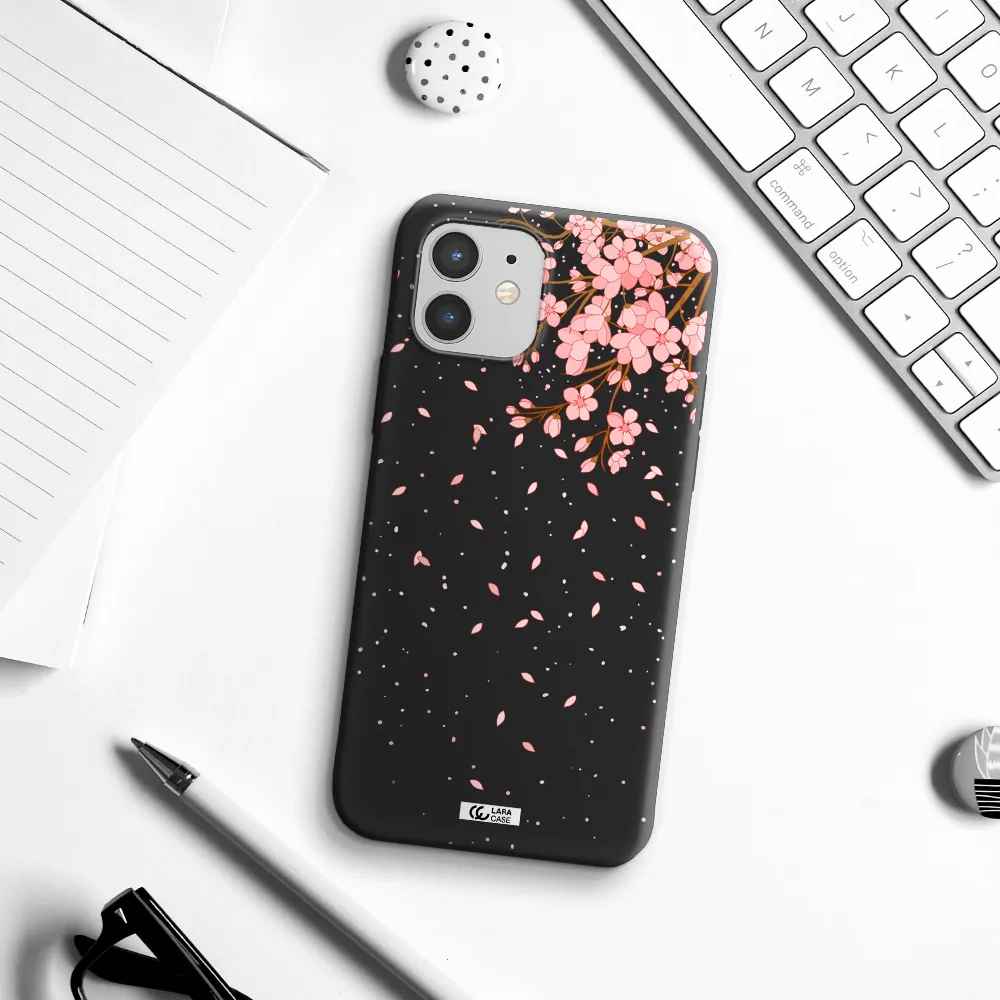 Sakura Fall Apple iPhone 12 mini Silicone black Case