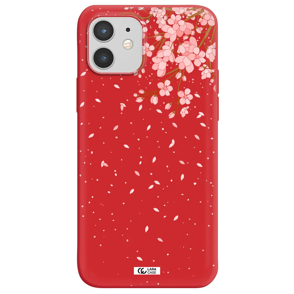 Sakura Fall Apple iPhone 12 mini Silicone Imperial Red Case