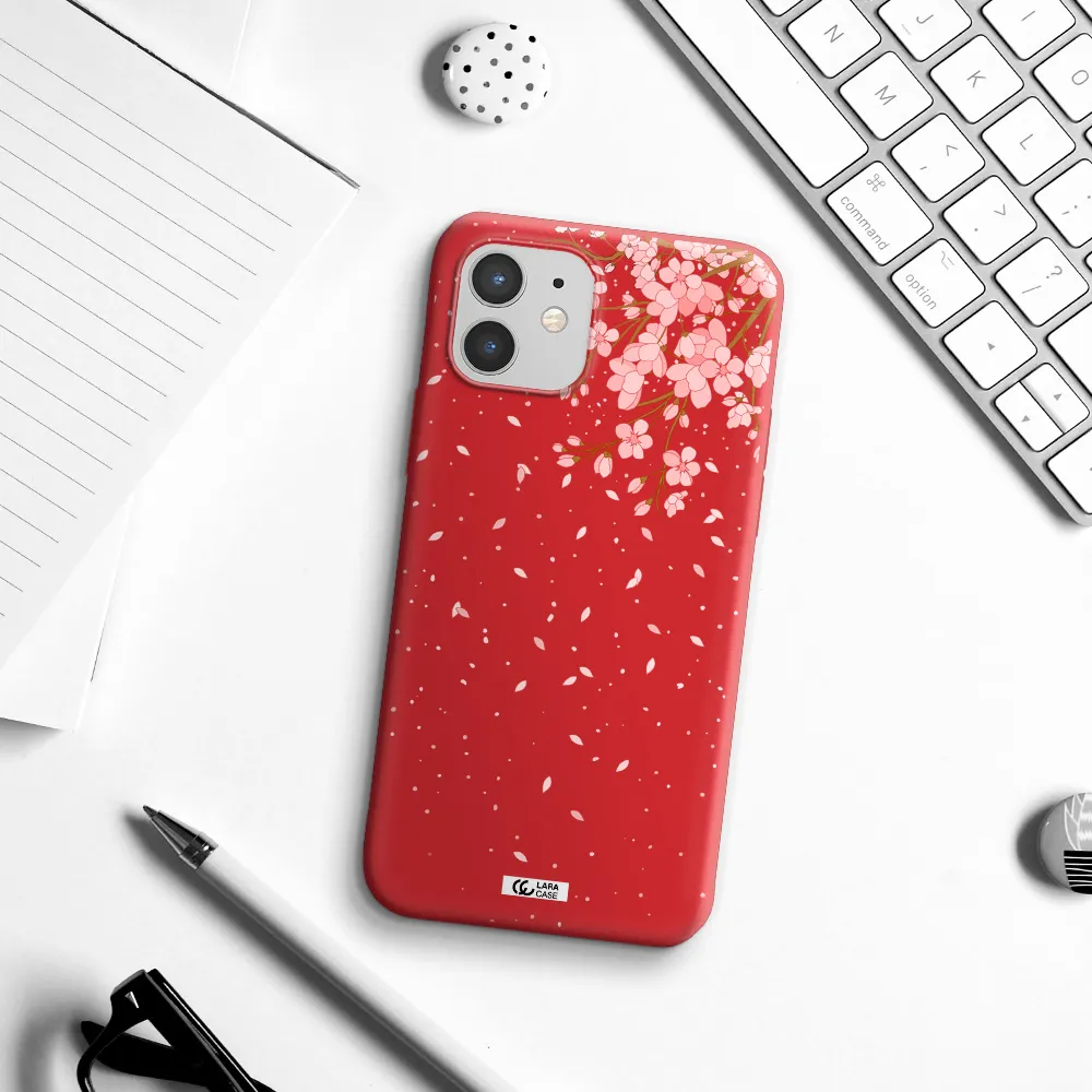 Sakura Fall Apple iPhone 12 mini Silicone Imperial Red Case