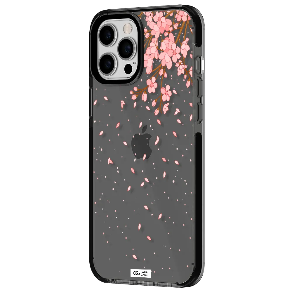Sakura Fall Apple iPhone 12 pro max impact Smoke Black Case