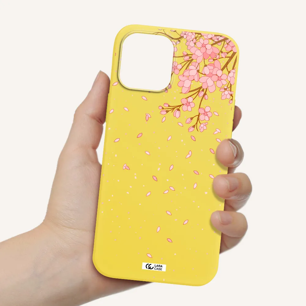 Sakura Fall Apple iPhone 12 pro max Silicone canary yellow Case