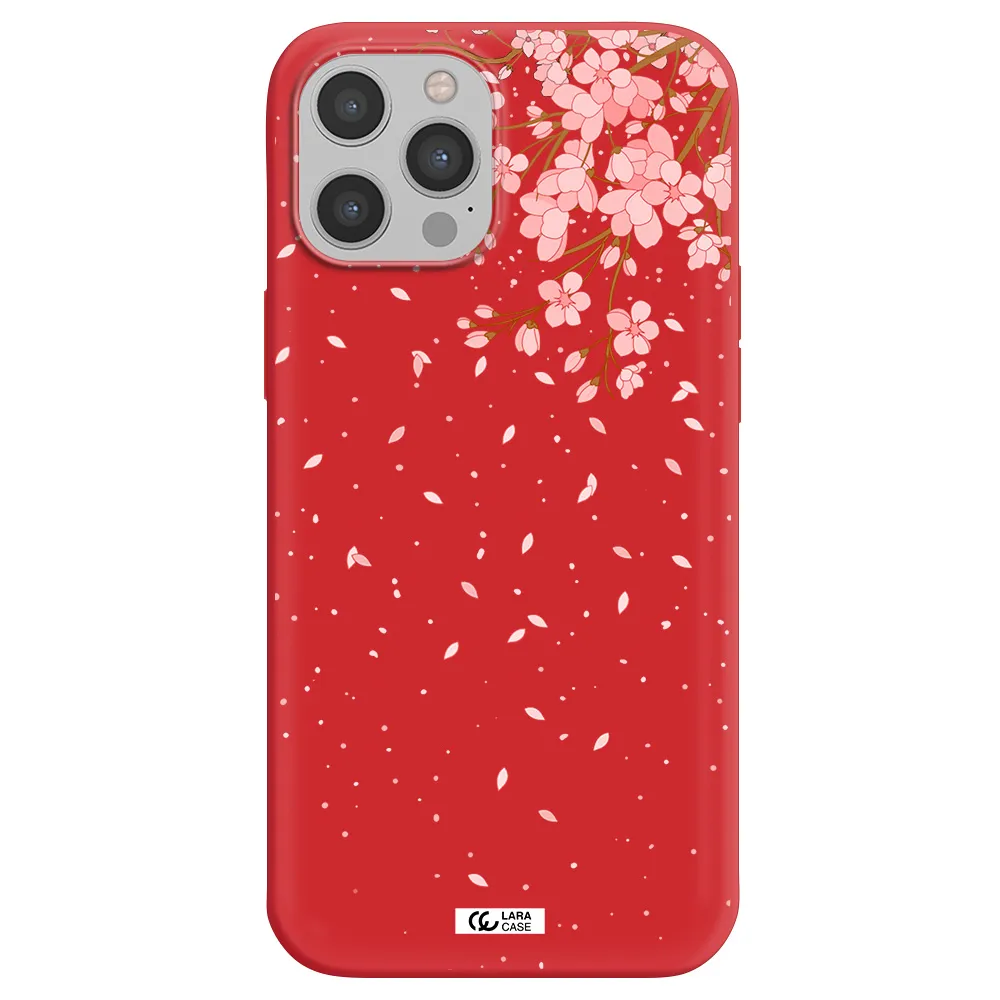 Sakura Fall Apple iPhone 12 pro max Silicone Imperial Red Case
