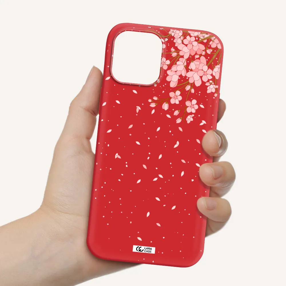 Sakura Fall Apple iPhone 12 pro max Silicone Imperial Red Case