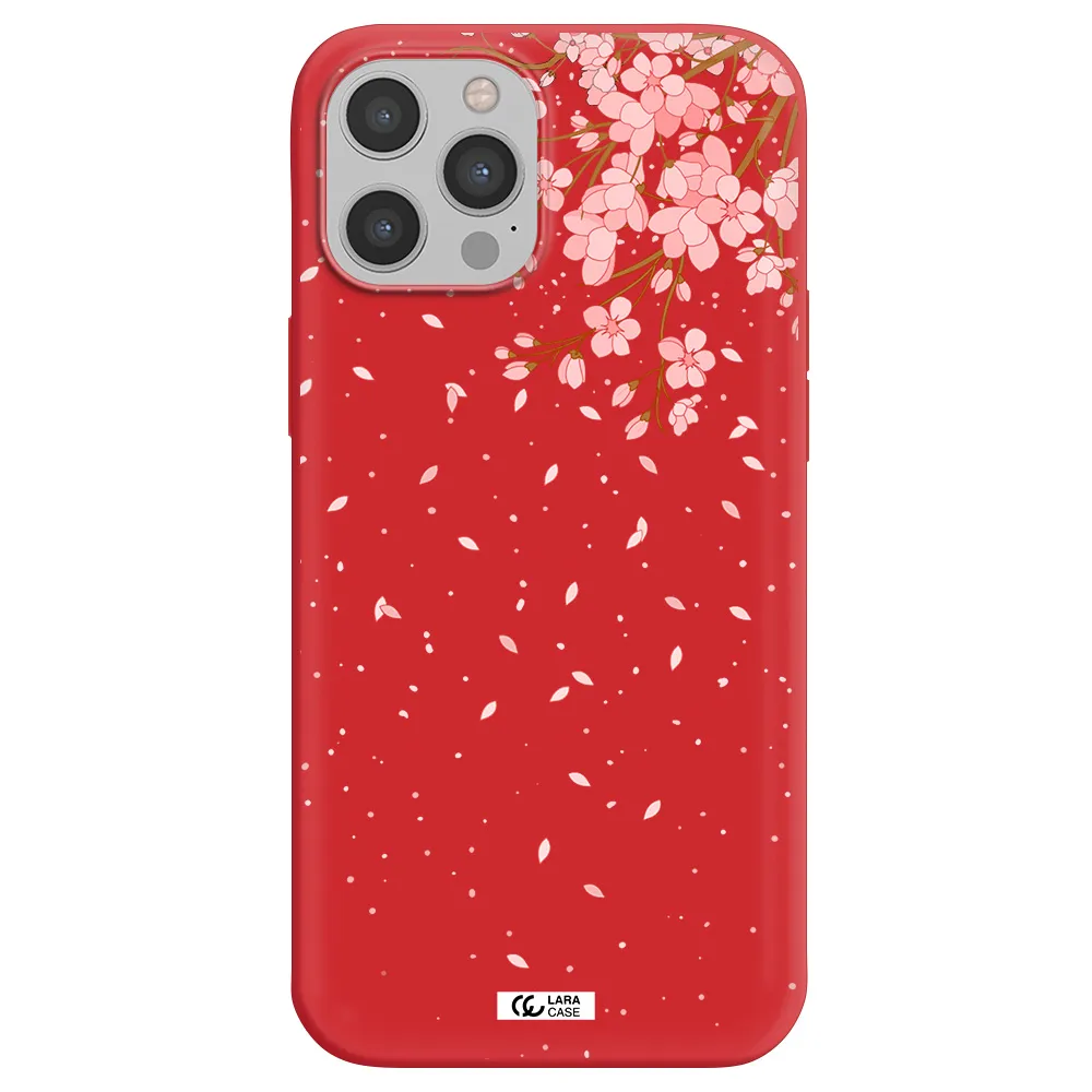 Sakura Fall Apple iPhone 12 pro Silicone Imperial Red Case