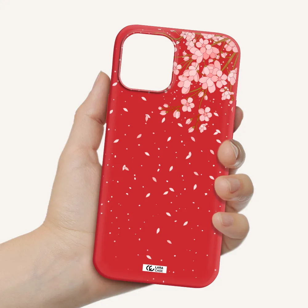 Sakura Fall Apple iPhone 12 pro Silicone Imperial Red Case