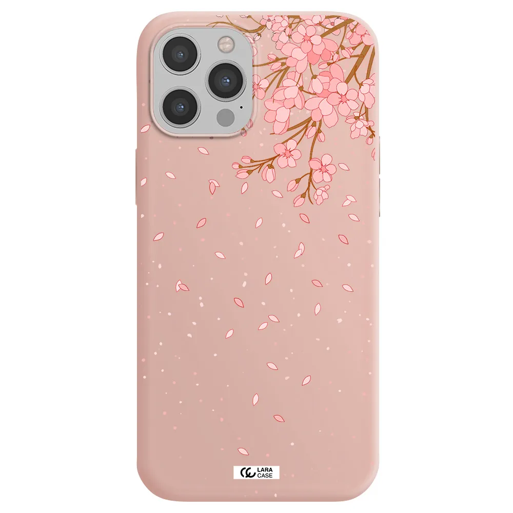 Sakura Fall Apple iPhone 12 pro Silicone pastel pink Case