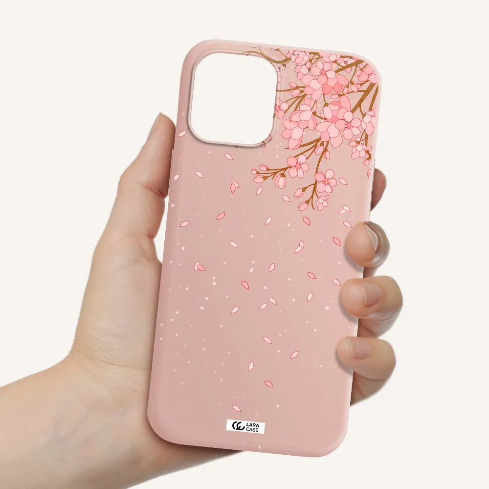 Sakura Fall Apple iPhone 12 pro Silicone pastel pink Case