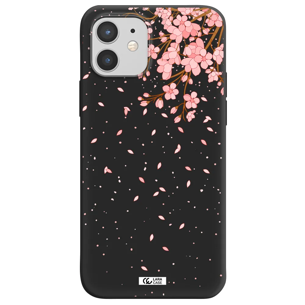 Sakura Fall Apple iPhone 12 Silicone black Case