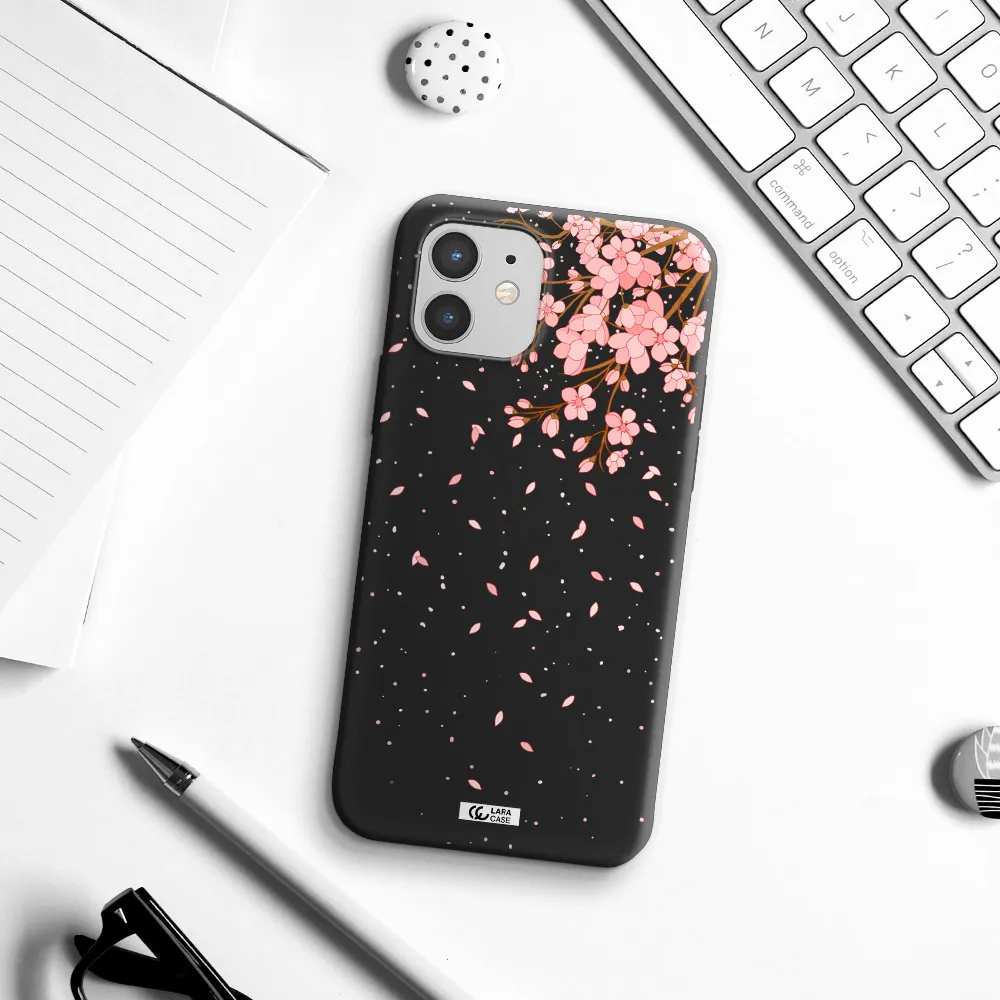 Sakura Fall Apple iPhone 12 Silicone black Case
