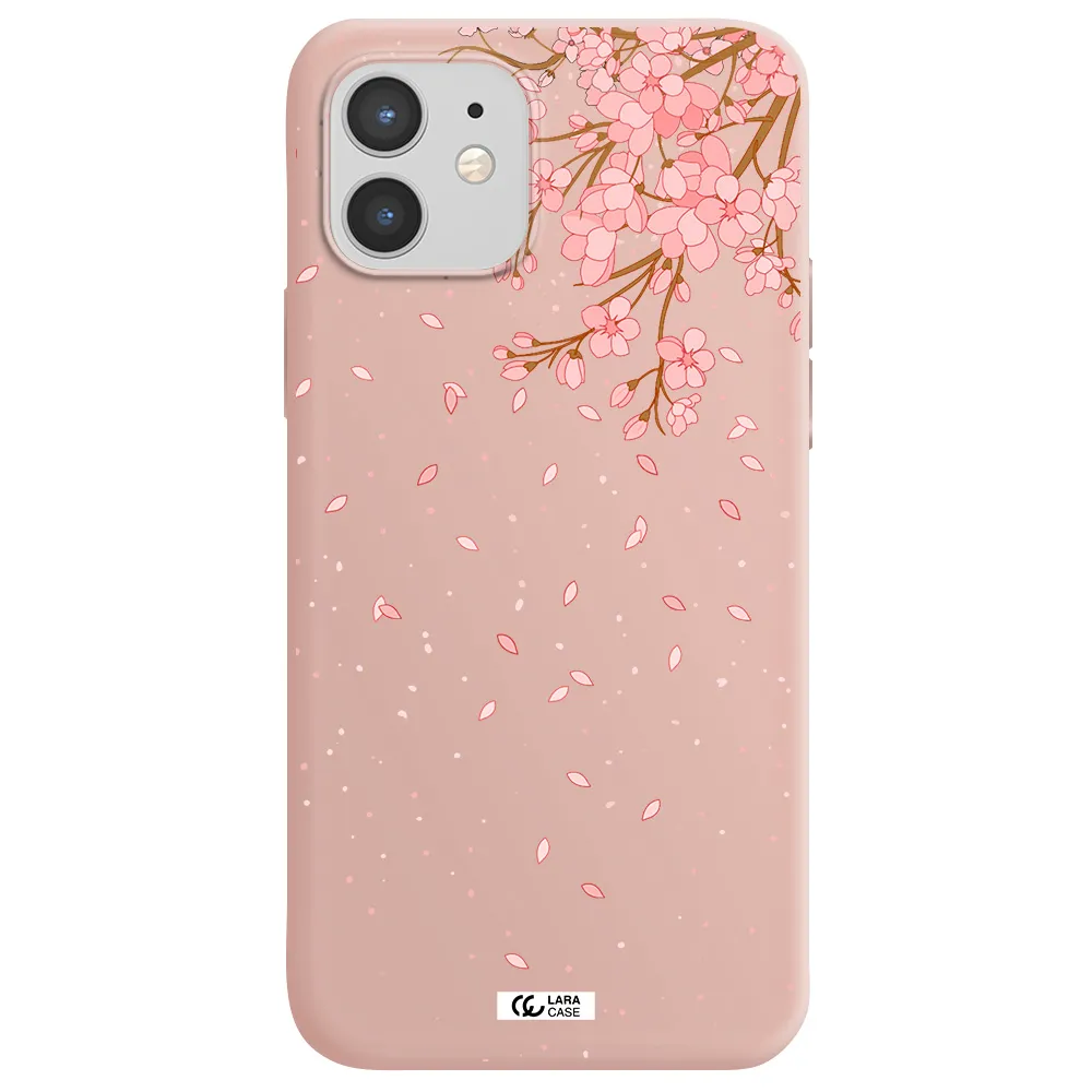 Sakura Fall Apple iPhone 12 Silicone pastel pink Case
