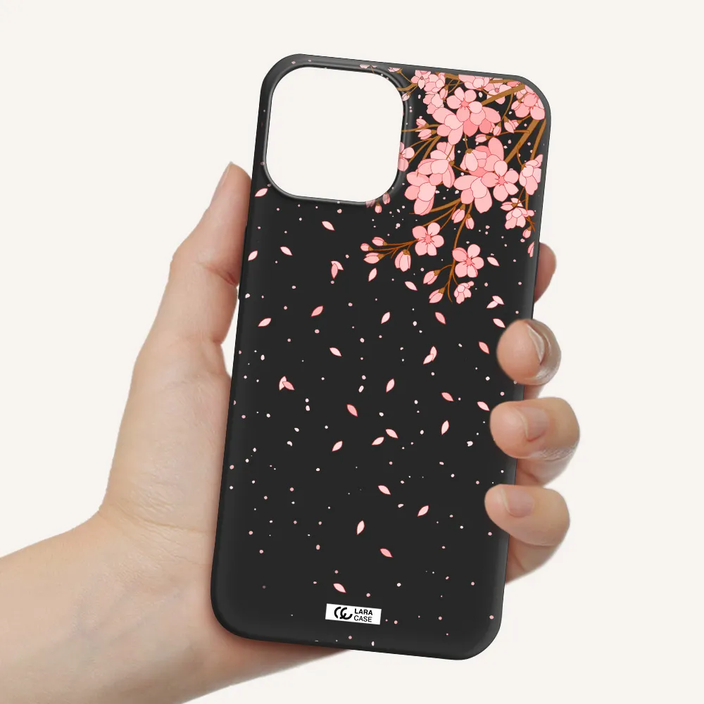 Sakura Fall Apple iPhone 13 mini Silicone black Case