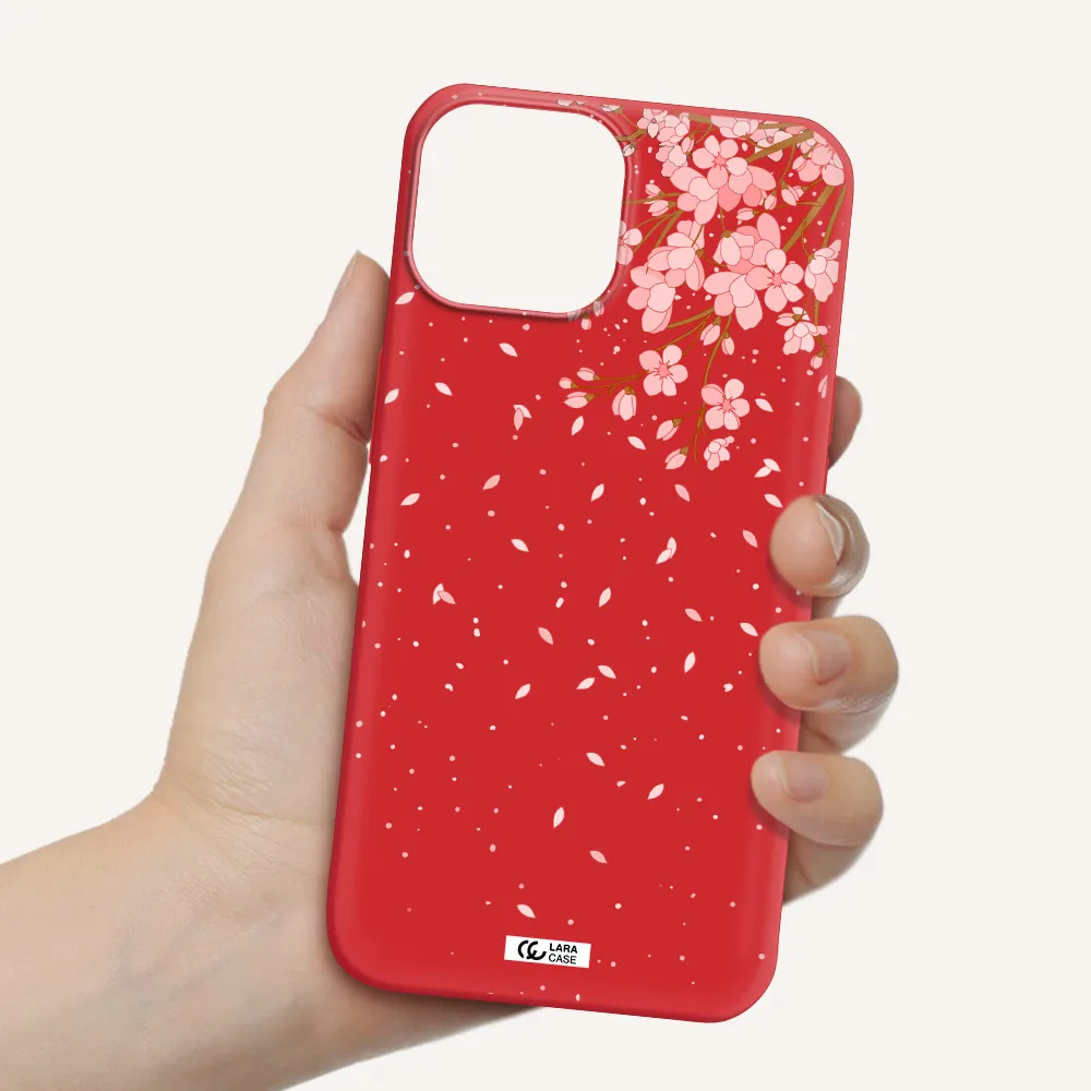 Sakura Fall Apple iPhone 13 mini Silicone Imperial Red Case