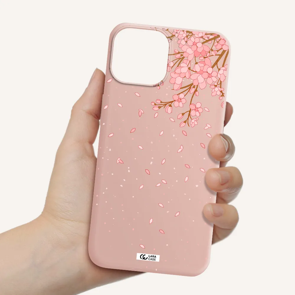 Sakura Fall Apple iPhone 13 mini Silicone pastel pink Case