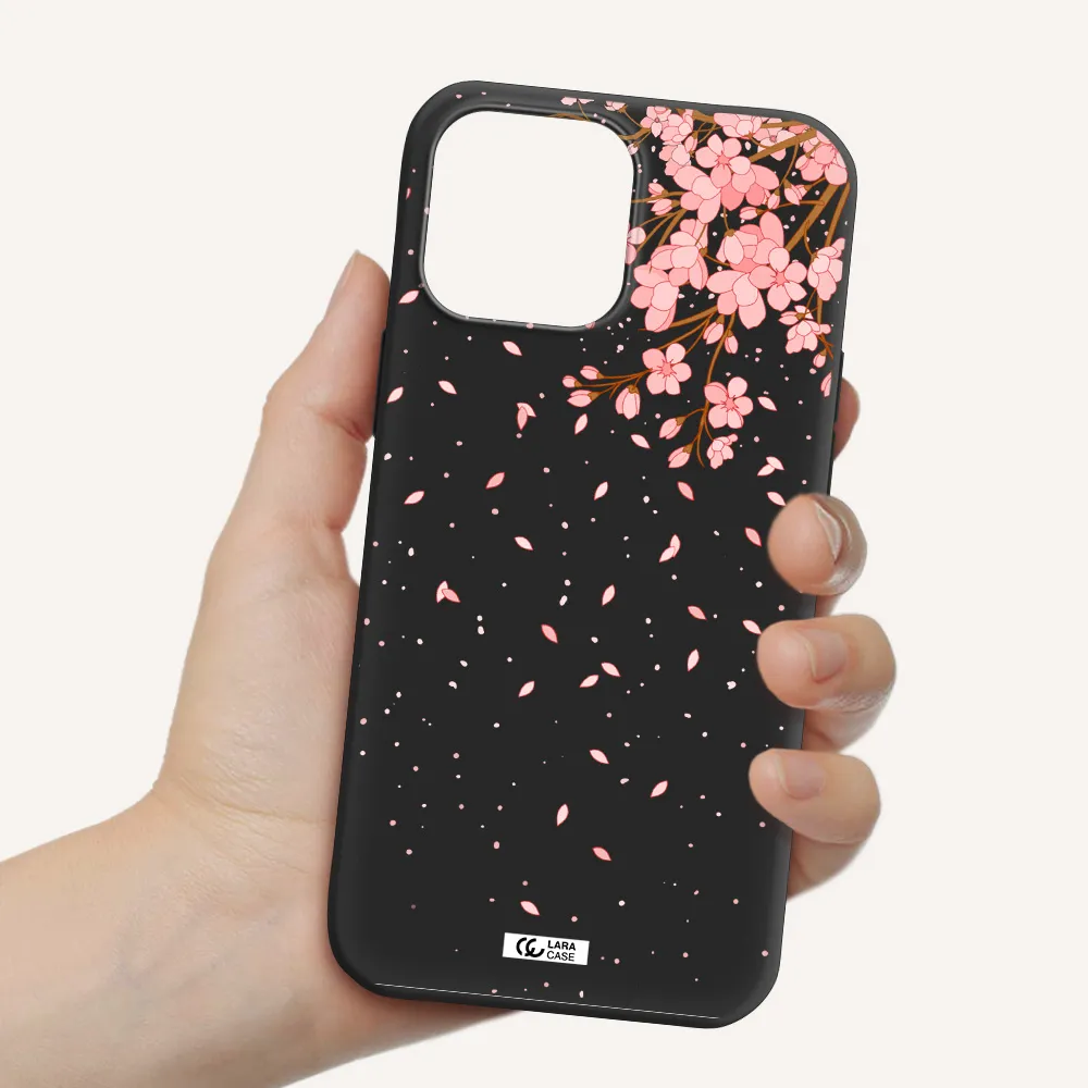 Sakura Fall Apple iPhone 13 Pro Max Silicone black Case