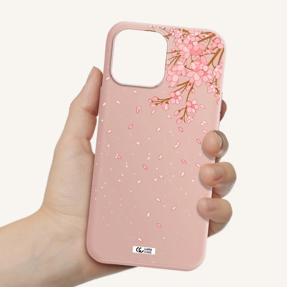 Sakura Fall Apple iPhone 13 Pro Max Silicone pastel pink Case