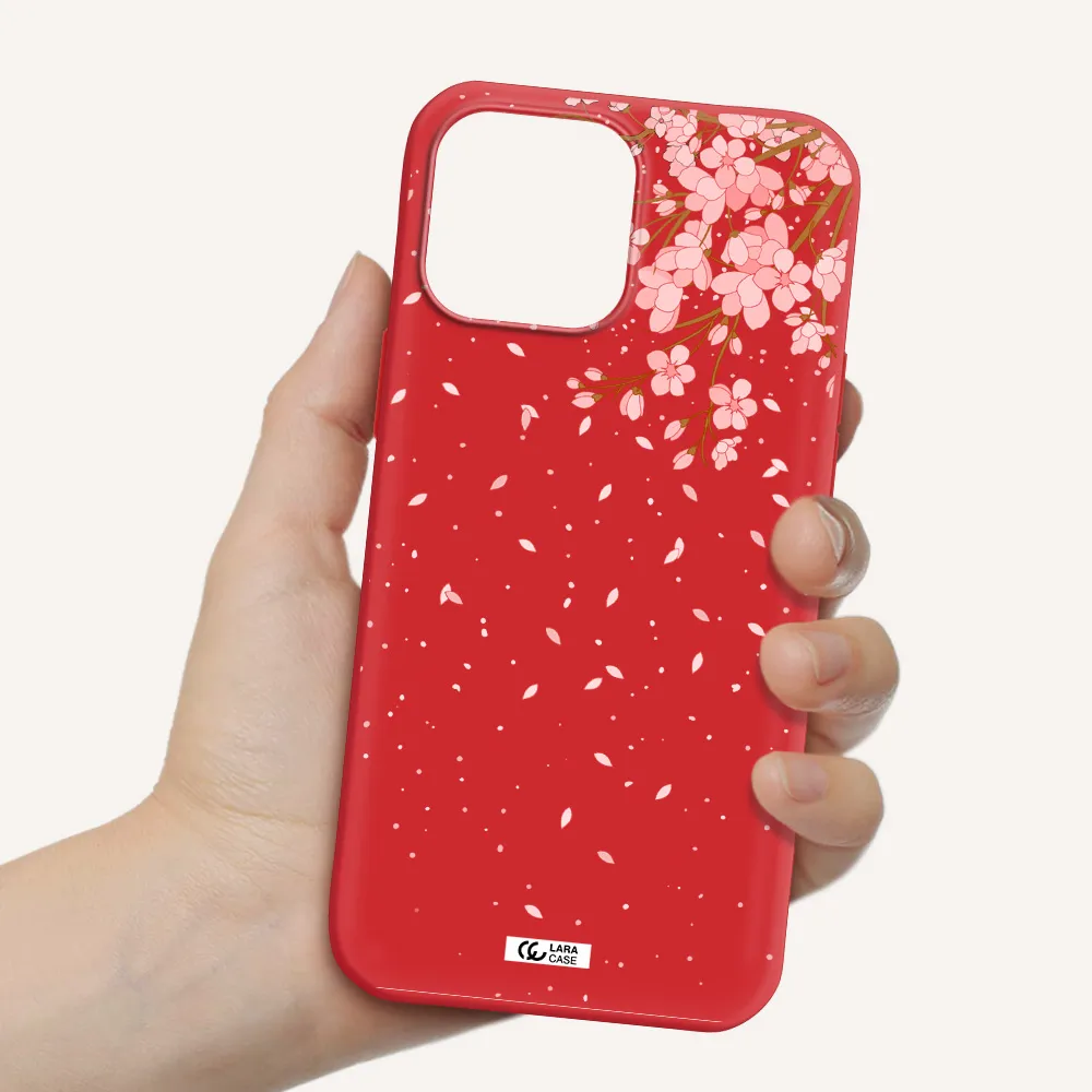 Sakura Fall Apple iPhone 13 Pro Silicone Imperial Red Case