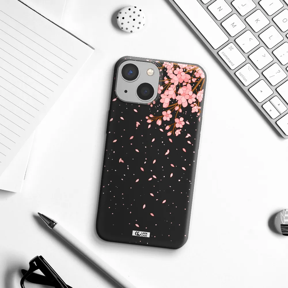 Sakura Fall Apple iPhone 13 Silicone black Case