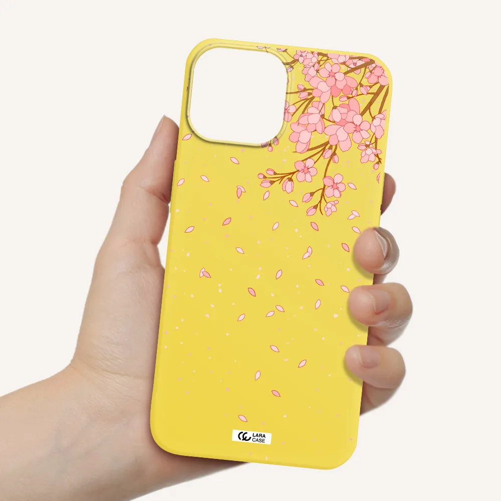Sakura Fall Apple iPhone 13 Silicone canary yellow Case