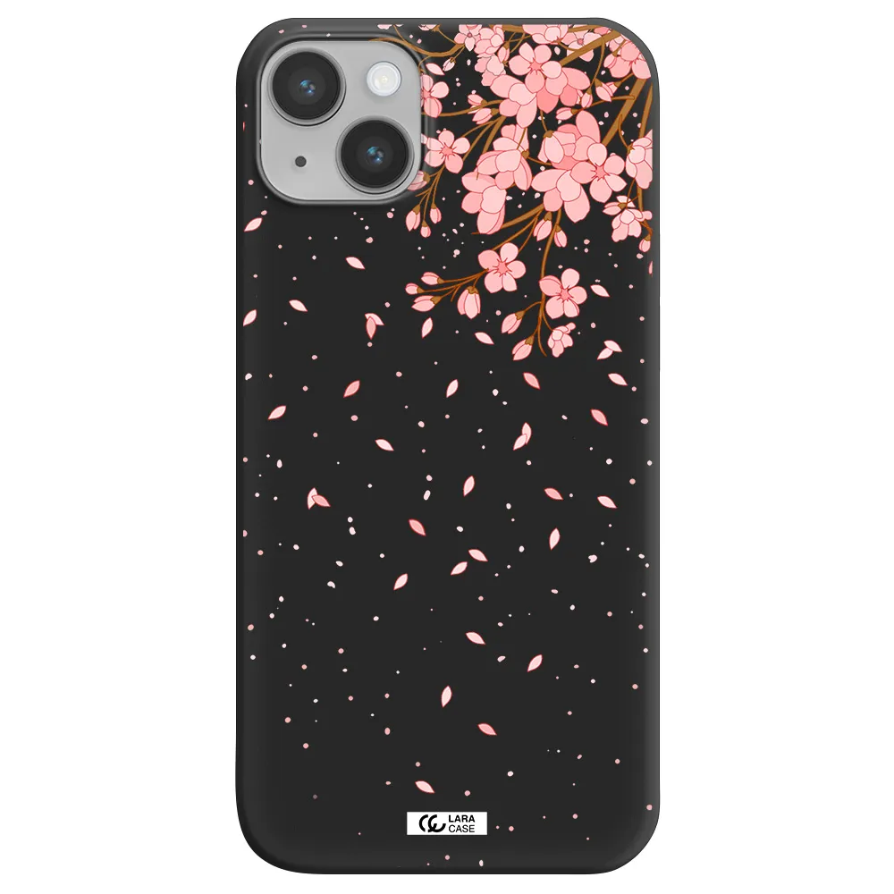Sakura Fall Apple iPhone 14 plus Silicone black Case
