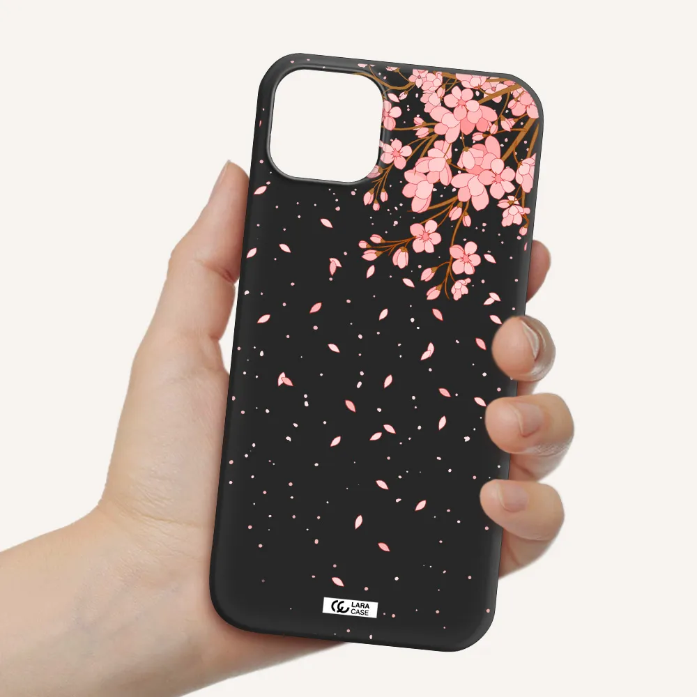 Sakura Fall Apple iPhone 14 plus Silicone black Case