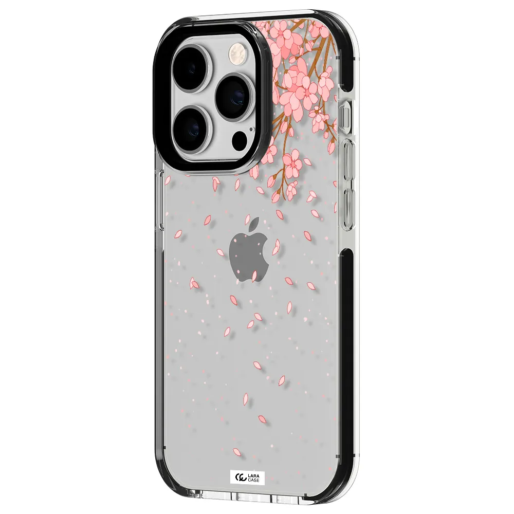 Sakura Fall Apple iPhone 14 pro impact black border Case