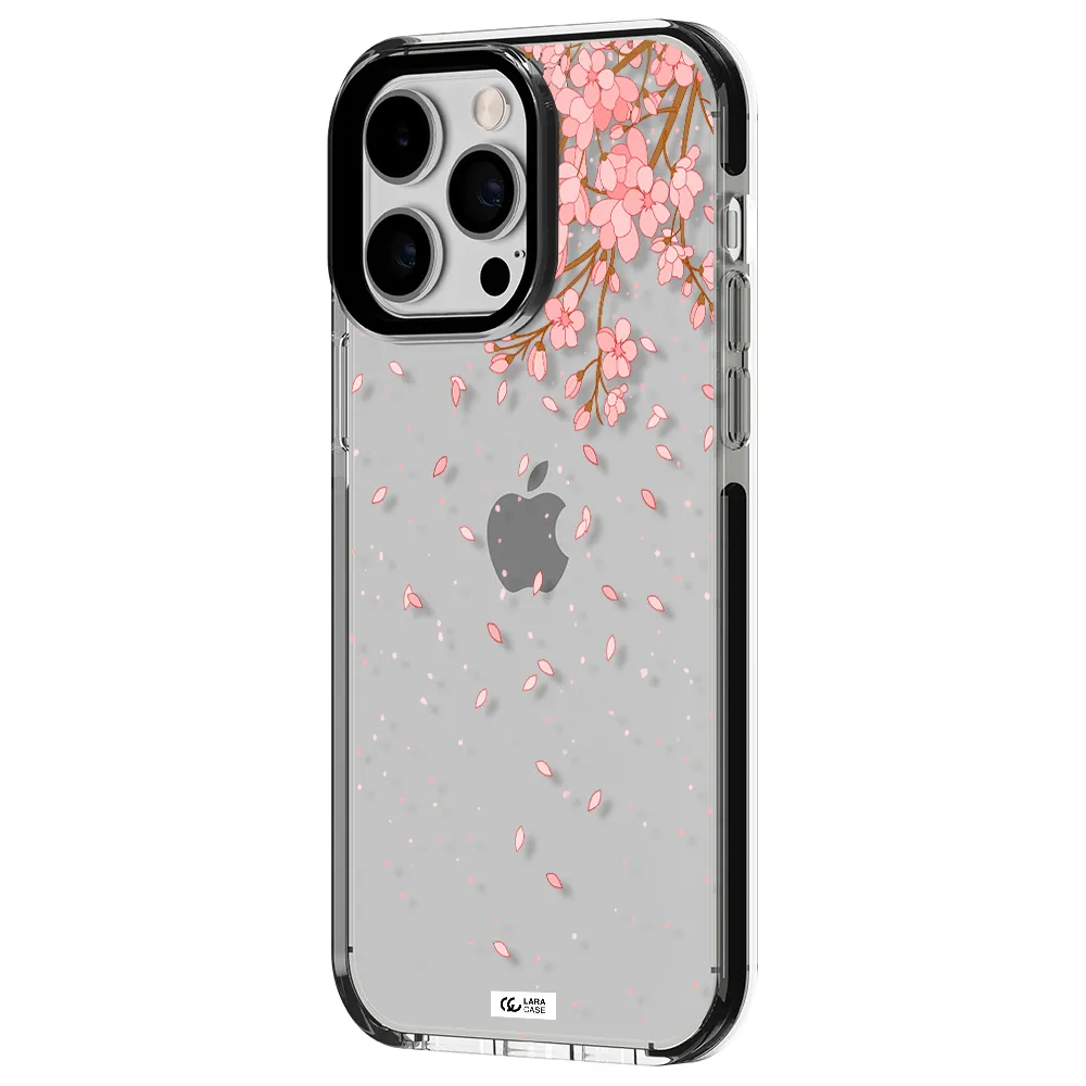 Sakura Fall Apple iPhone 14 pro max impact black border Case