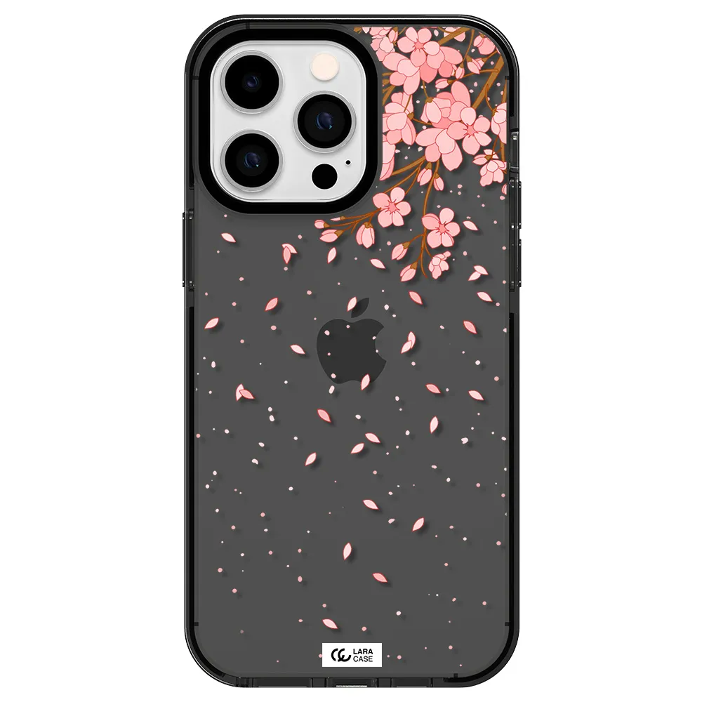 Sakura Fall Apple iPhone 14 pro max impact Smoke Black Case