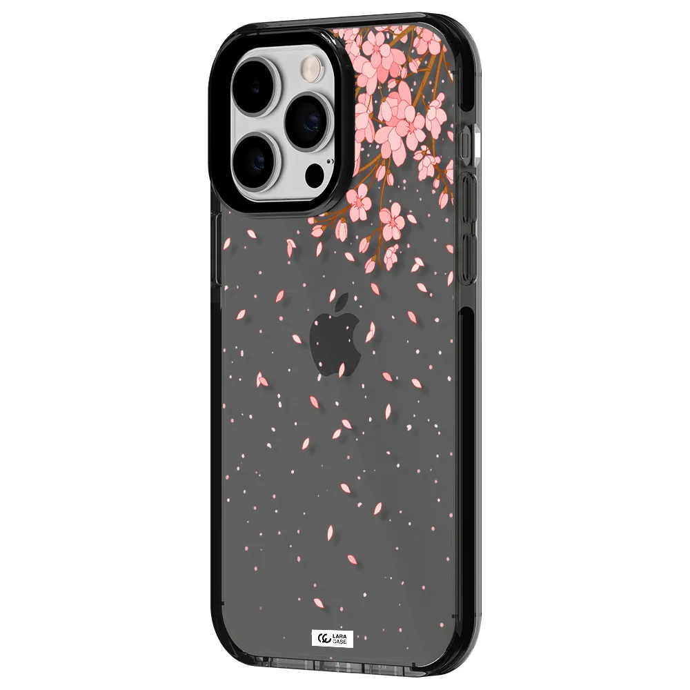 Sakura Fall Apple iPhone 14 pro max impact Smoke Black Case
