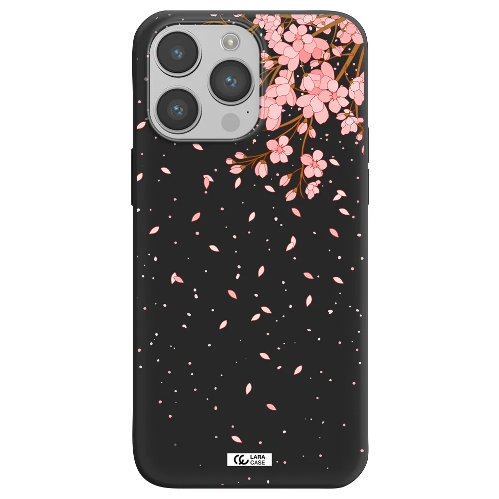 Sakura Fall Apple iPhone 14 pro max Silicone black Case