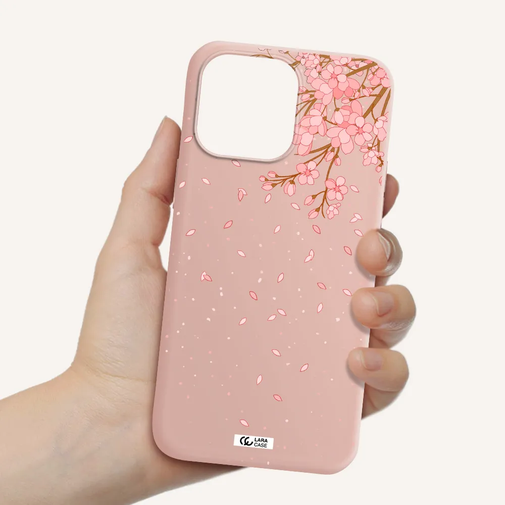 Sakura Fall Apple iPhone 14 pro max Silicone pastel pink Case