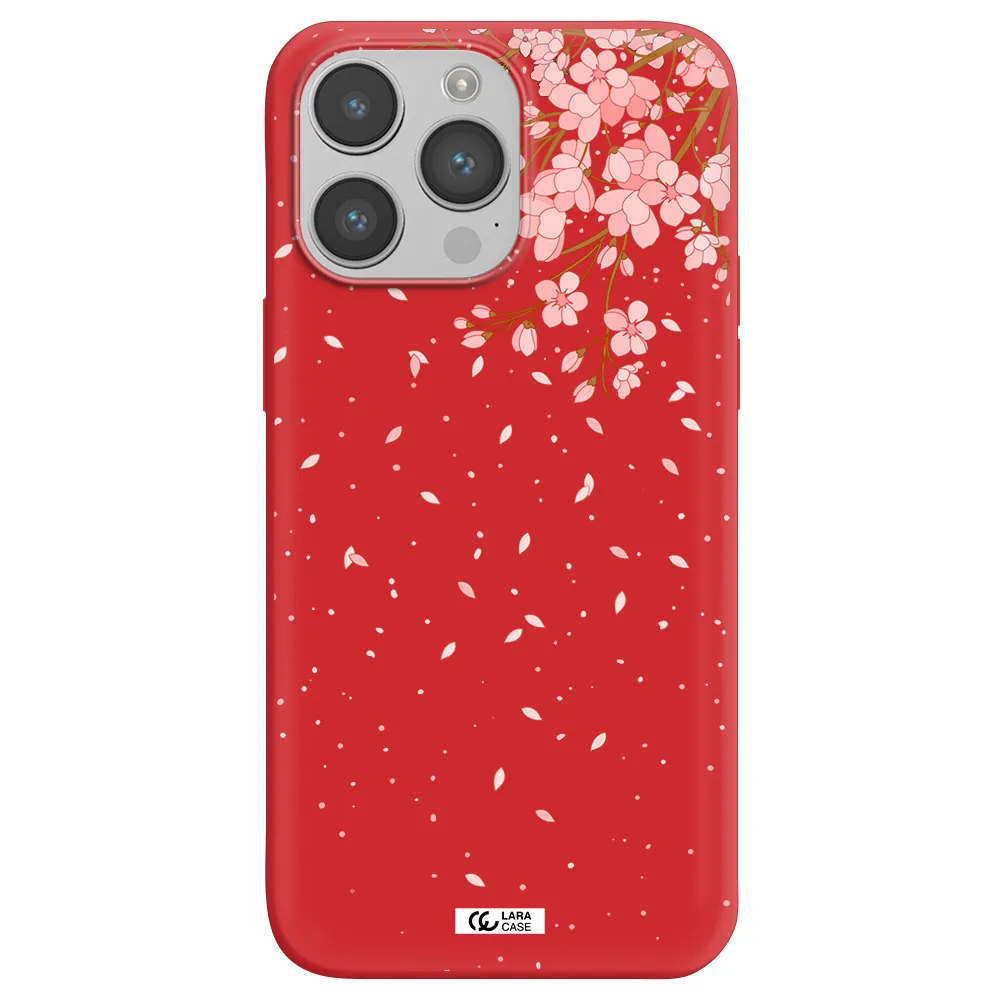 Sakura Fall Apple iPhone 14 pro Silicone Imperial Red Case