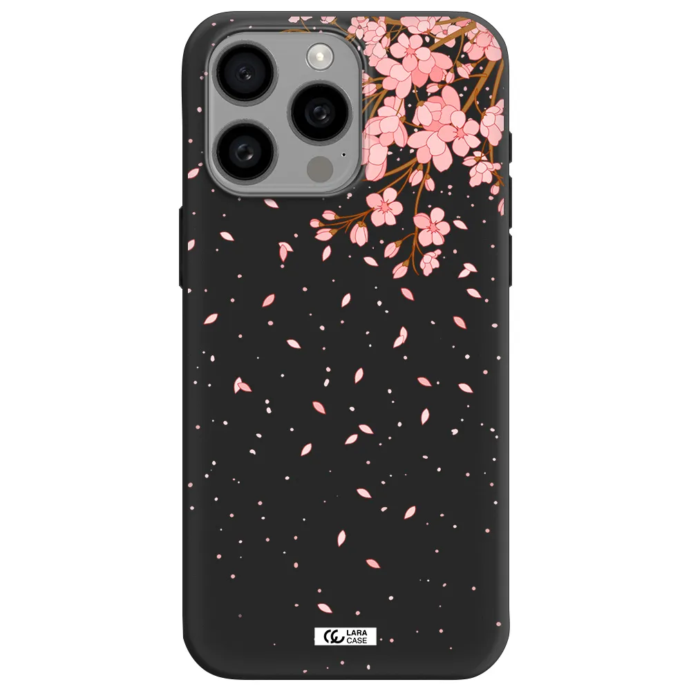 Sakura Fall Apple Iphone 15 Pro max Silicone black Case