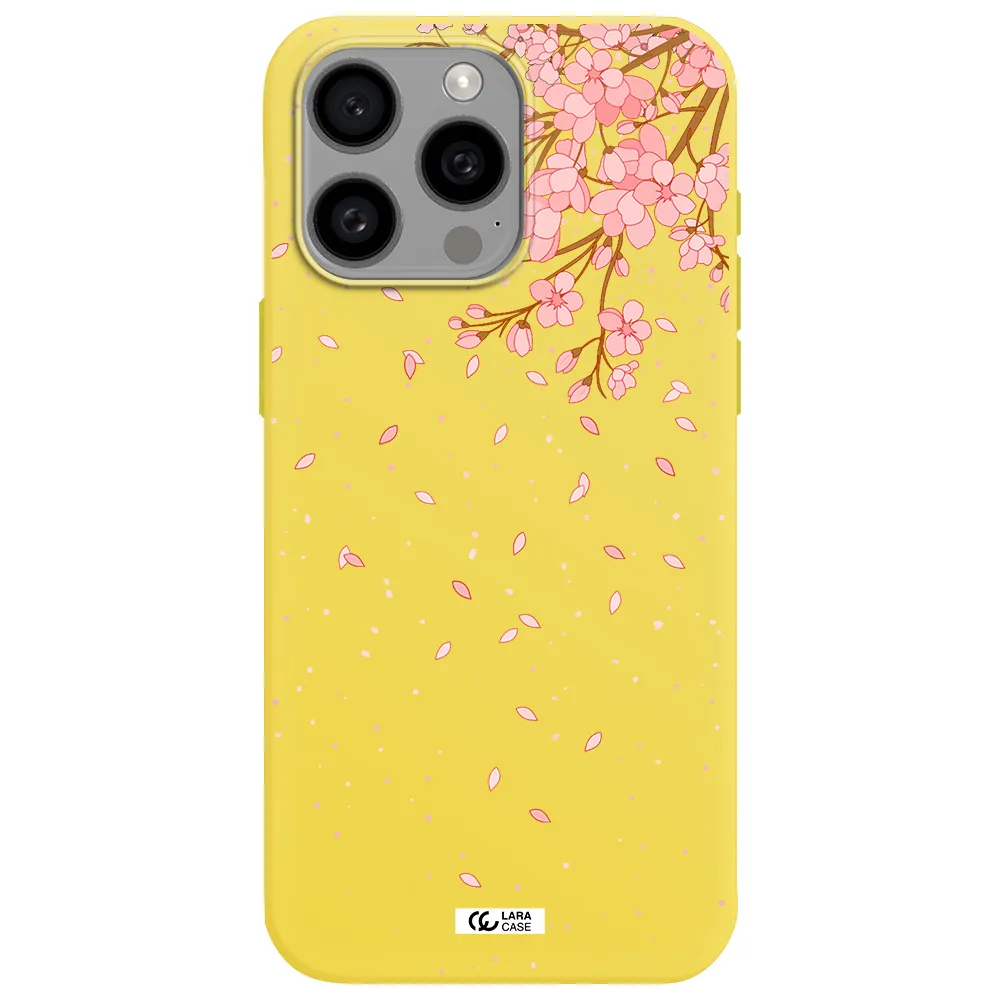 Sakura Fall Apple Iphone 15 Pro max Silicone canary yellow Case