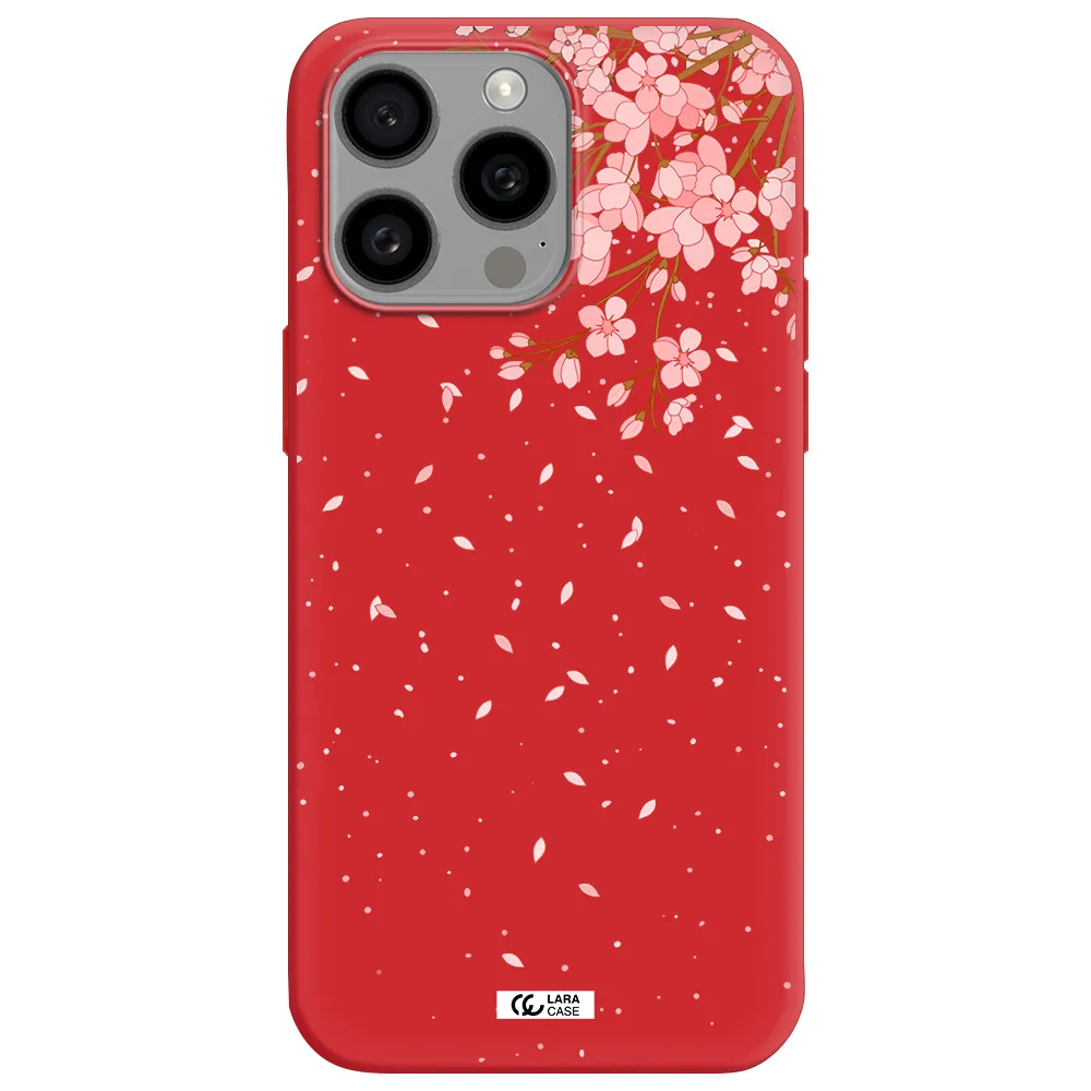Sakura Fall Apple Iphone 15 Pro Max Silicone Imperial Red Case