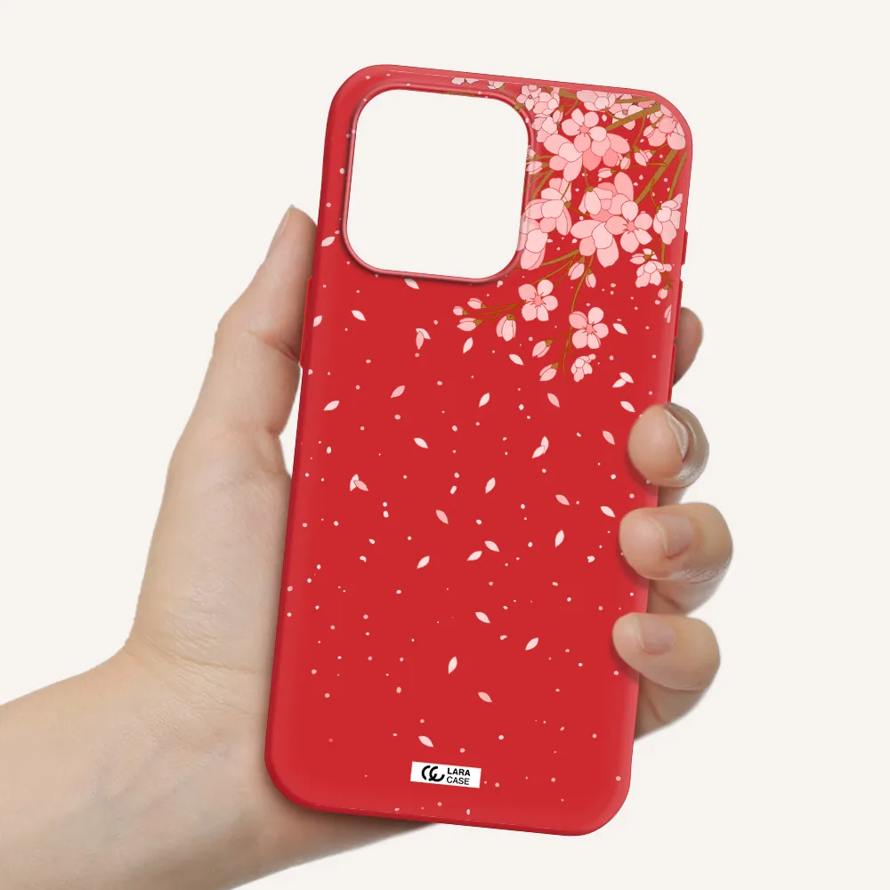 Sakura Fall Apple Iphone 15 Pro Max Silicone Imperial Red Case