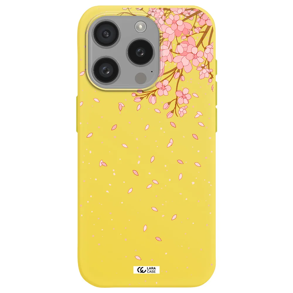 Sakura Fall Apple Iphone 15 Pro Silicone Canary Yellow Case