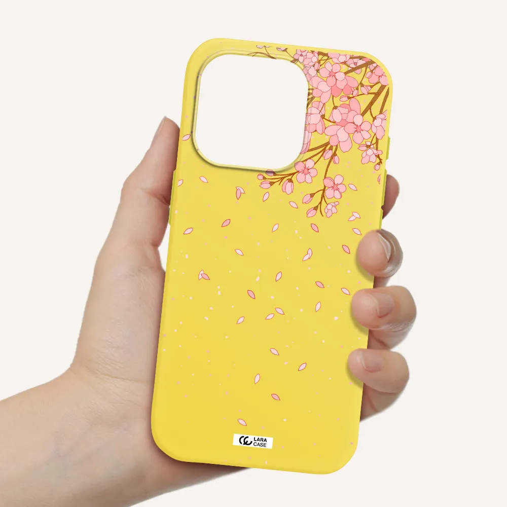 Sakura Fall Apple Iphone 15 Pro Silicone Canary Yellow Case