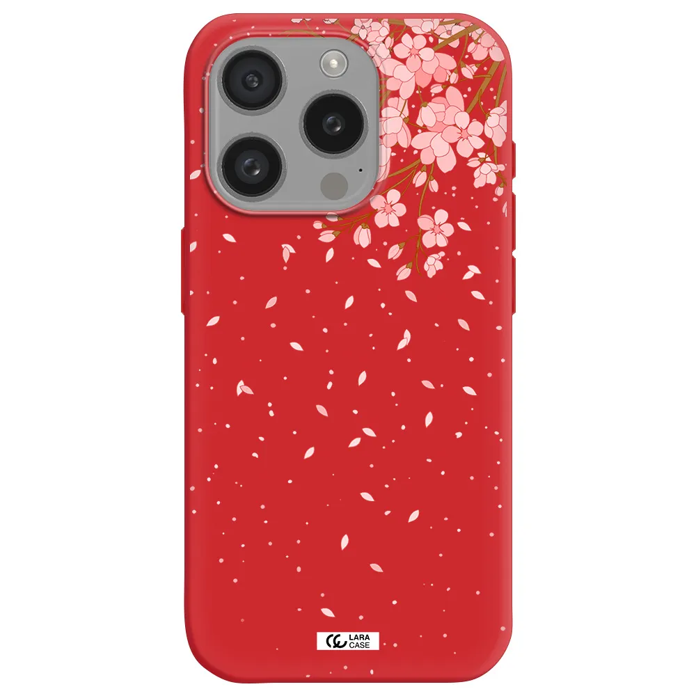 Sakura Fall Apple Iphone 15 Pro Silicone Imperial Red Case