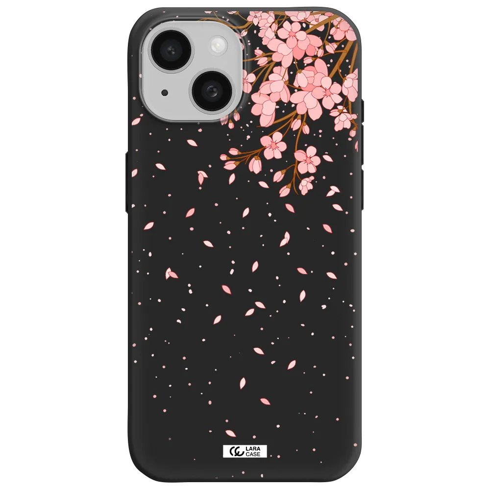 Sakura Fall Apple iPhone 15 Silicone black Case