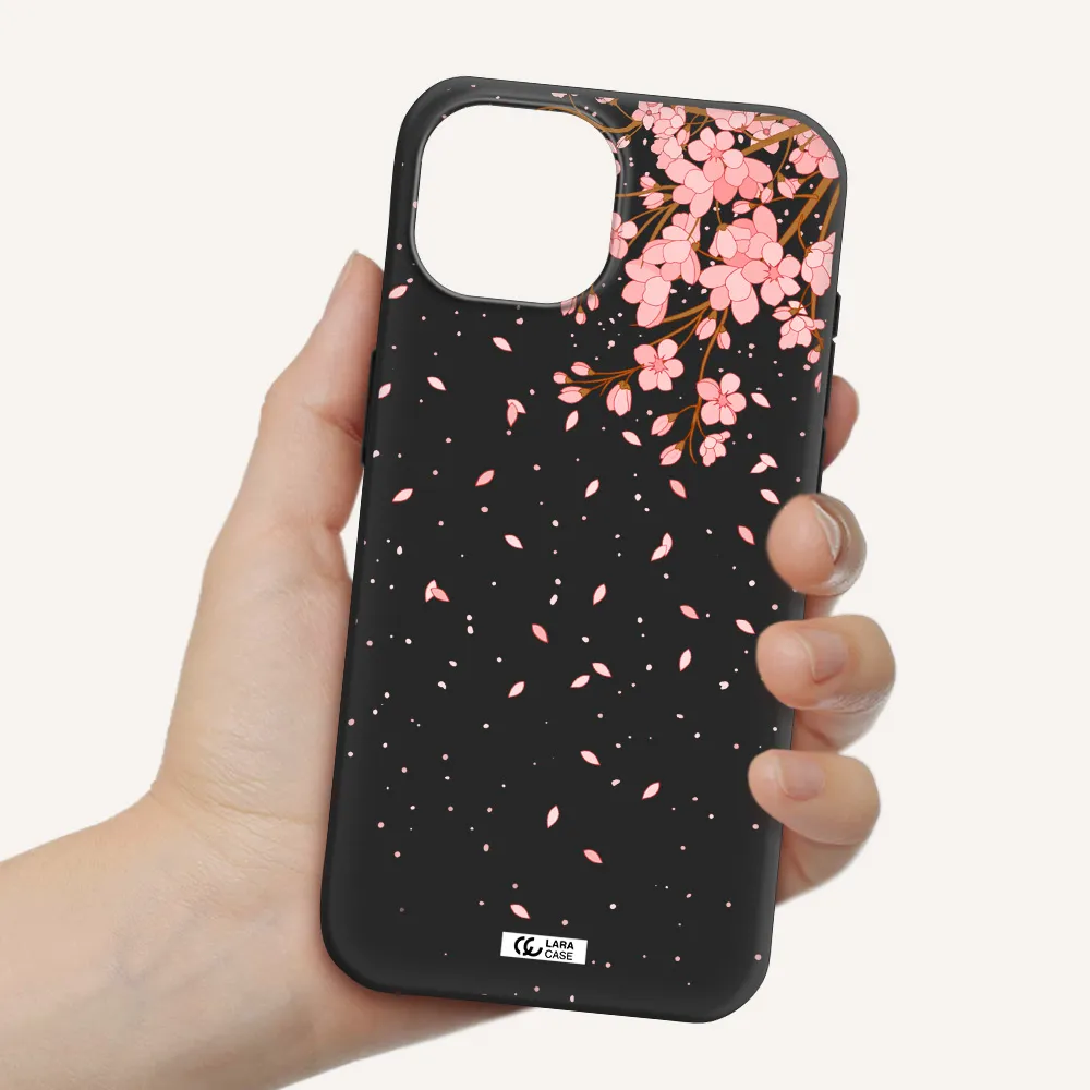 Sakura Fall Apple iPhone 15 Silicone black Case