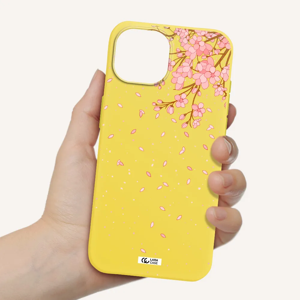Sakura Fall Apple iPhone 15 Silicone canary yellow Case