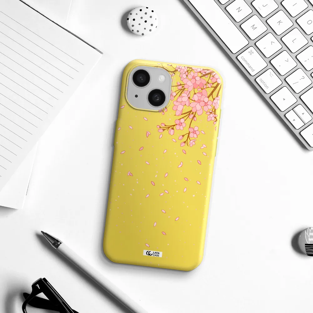 Sakura Fall Apple iPhone 15 Silicone canary yellow Case